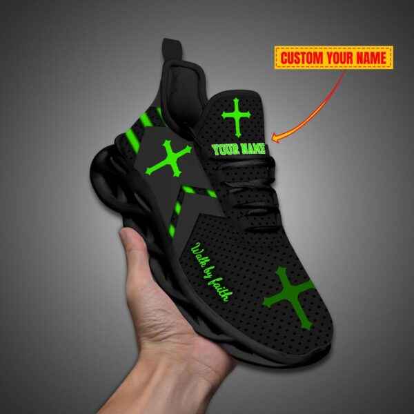 Personalized Walk By Faith Jesus Max Soul Shoes Green Gift