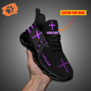 Personalized Walk By Faith Jesus Max Soul Shoes Purple Gift