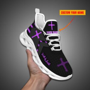Personalized Walk By Faith Jesus Max Soul Shoes Purple Gift 1