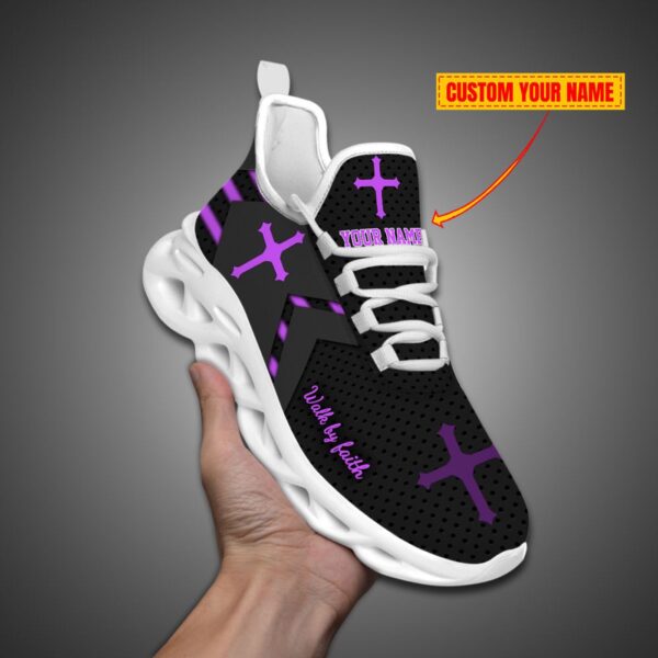 Personalized Walk By Faith Jesus Max Soul Shoes Purple Gift