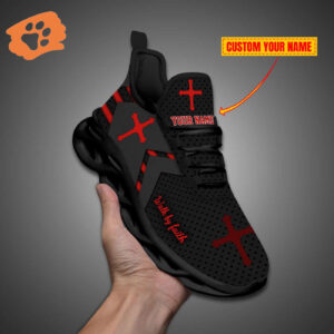 Personalized Walk By Faith Jesus Max Soul Shoes Red Gift