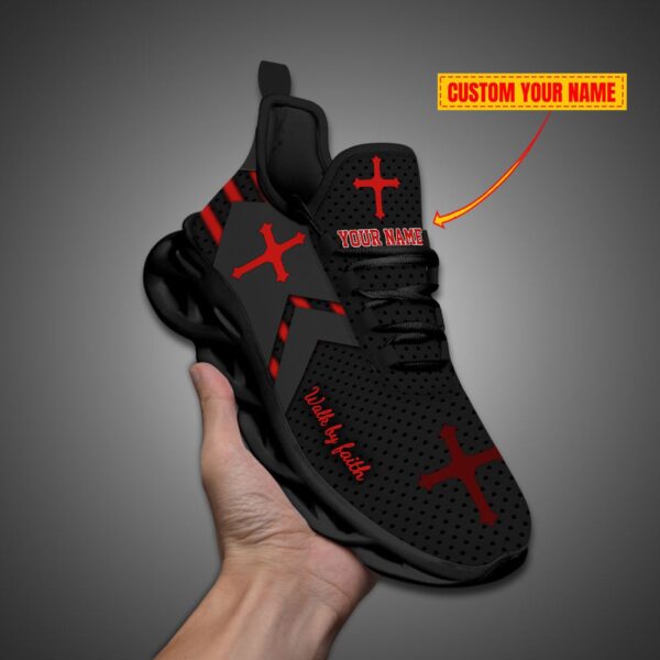Personalized Walk By Faith Jesus Max Soul Shoes Red Gift