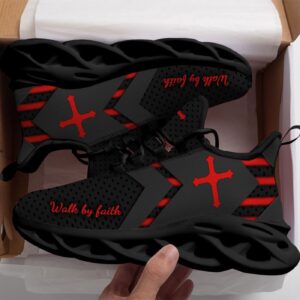 Personalized Walk By Faith Jesus Max Soul Shoes Red Gift 1