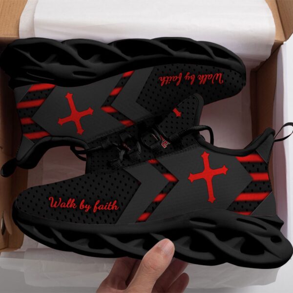 Personalized Walk By Faith Jesus Max Soul Shoes Red Gift