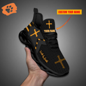 Personalized Walk By Faith Jesus Max Soul Shoes Yellow Gift