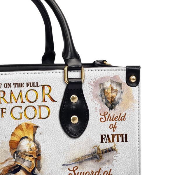 Custom Zippered Leather Handbag Religious Gift for Worship Friends Armor of God Gift