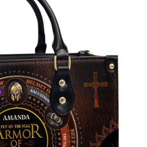 Custom Leather Handbag with Zipper & Handle Religious Gift for Worship Friends Armor of God Gift 1
