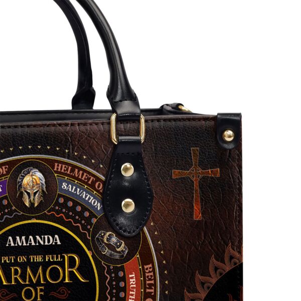 Custom Leather Handbag with Zipper & Handle Religious Gift for Worship Friends Armor of God Gift