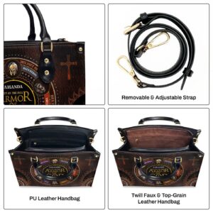 Custom Zippered Leather Handbag: Religious Gift for Worship Friends Armor of God 1