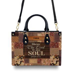 Personalized Zippered Leather Handbag Religious Gift for Worship Friends Blessed The Lord 1