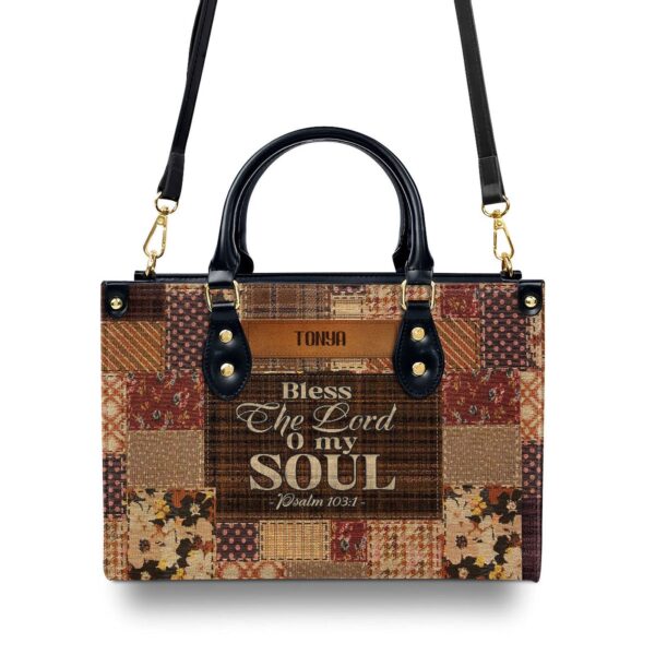 Personalized Zippered Leather Handbag Religious Gift for Worship Friends Blessed The Lord