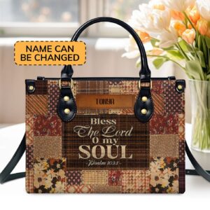 Personalized Zippered Leather Handbag: Religious Gift for Worship Friends - Blessed The Lord Gift