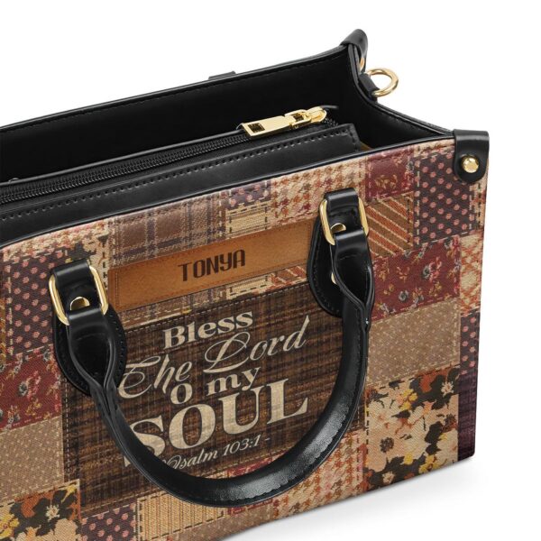 Personalized Zippered Leather Handbag: Religious Gift for Worship Friends – Blessed The Lord Gift
