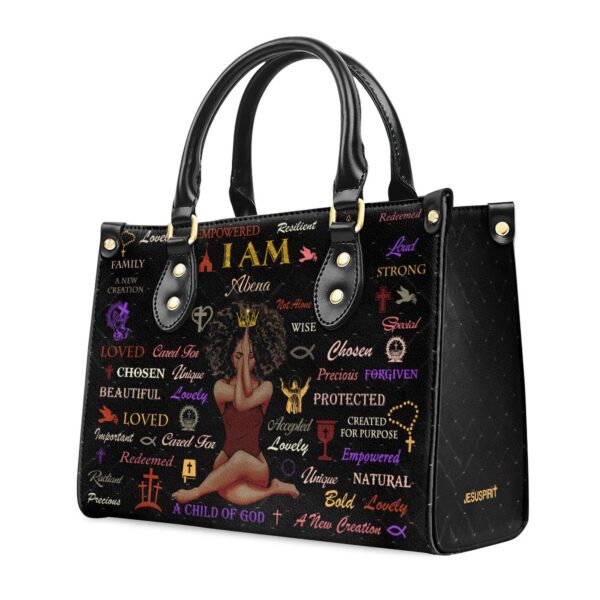 Custom Zippered Leather Handbag with Handle Religious Gift for Worship Friends Child of God