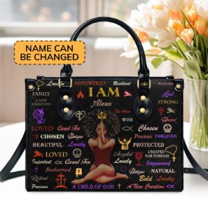 Custom Zippered Leather Handbag with Handle Religious Gift for Worship Friends Child of God