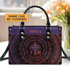 Custom Leather Handbag with Handle Religious Gift for Worship Friends I Am Gift