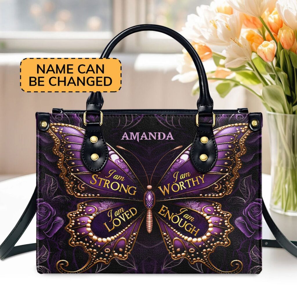 Customized Leather Zippered Handbag With Handle Religious Gift For Worship Friends I Am Love Gift Customized Leather Zippered Handbag With Handle Religious Gift For Worship Friends I Am Love Gift