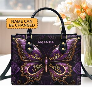 Customized Leather Zippered Handbag With Handle Religious Gift For Worship Friends I Am Love Gift