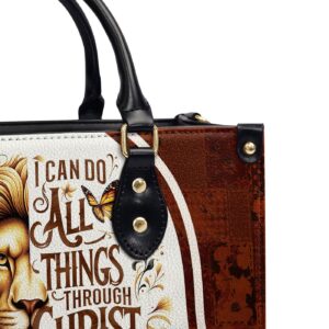 Personalized Zippered Leather Handbag Religious Gift for Worship Friends I Can Do All Things 1