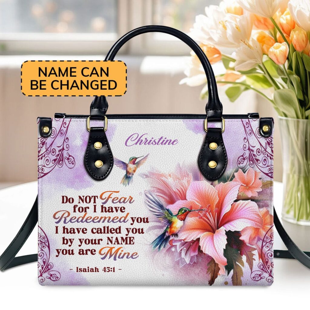 Personalized Zippered Leather Handbag: Religious Gift for Worship Friends I Have Called You By Your Name