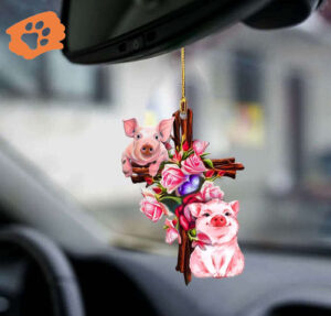 Pig Roses & Jesus Double-Sided Ornament - Unique Decor for Home or Gifts