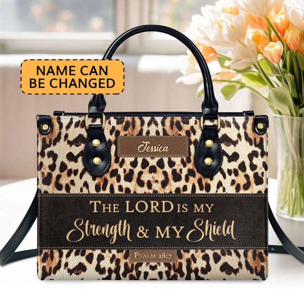 Psalm 28:7 Personalized Leather Handbag Women s Ministry Worship Gift