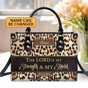 Psalm 28:7 Personalized Leather Handbag Women s Ministry Worship Gift