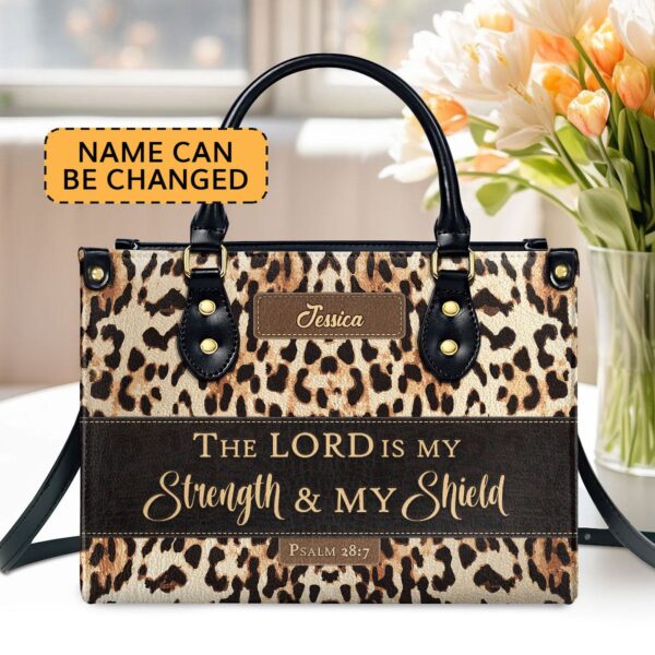 Psalm 28:7 Personalized Leather Handbag Women s Ministry Worship Gift