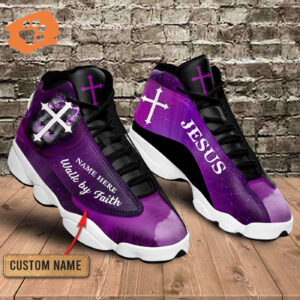 Purple Walk By Faith Lion Jesus custom name Air Jordan 13 Shoes Gift for Men Women