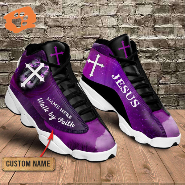Purple Walk By Faith Lion Jesus custom name Air Jordan 13 Shoes Gift for Men Women