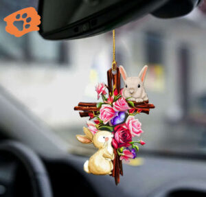 Rabbit Roses and Jesus Ornament: Unique Two-Sided Decor for Home