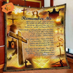 Remember Me God Jesus Christian Cross Quilt Blanket