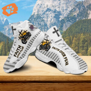 Ride With Jesus Basketball Shoes, Faith Over Fear Christian Running Shoes, Jesus Cross Footwear Unisex Shoes