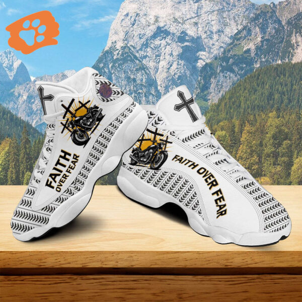 Ride With Jesus Basketball Shoes, Faith Over Fear Christian Running Shoes, Jesus Cross Footwear Unisex Shoes