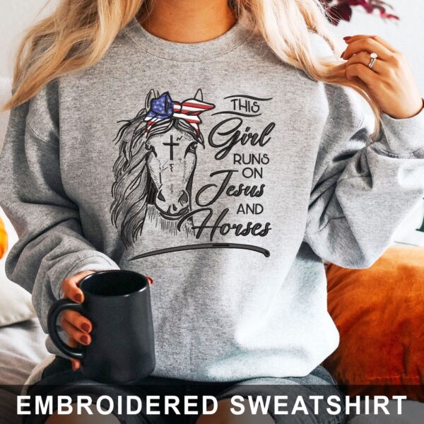 Runs on Jesus and Horse Embroidered shirt