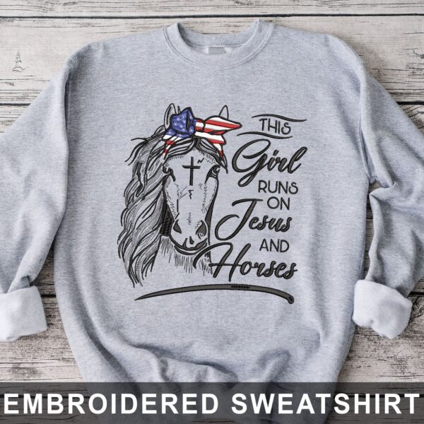 Runs on Jesus and Horse Embroidered shirt