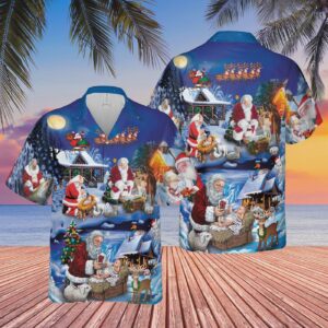 Santa Adoring Baby Jesus Hawaiian Shirt Aloha Shirt AH2031