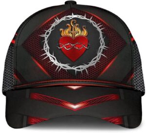 Sarced Heart Of Jesus Crown Of Thorns All Over Print Baseball Cap – Christian Hats For Men Women Trucker Classic Hats Gift 1