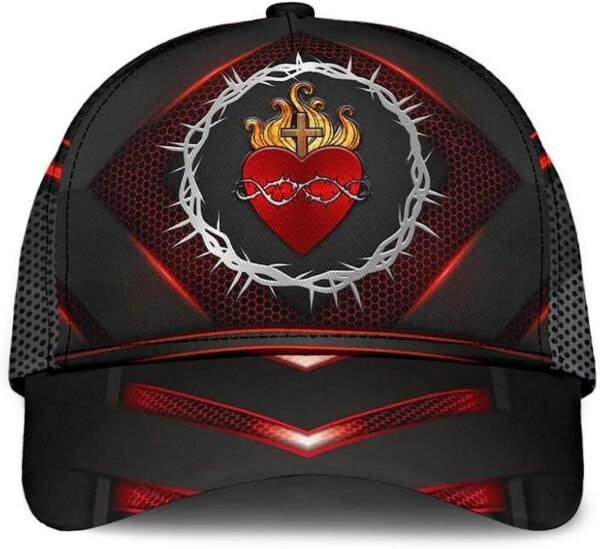 Sarced Heart Of Jesus Crown Of Thorns All Over Print Baseball Cap – Christian Hats For Men Women Trucker Classic Hats Gift