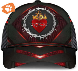 Sarced Heart Of Jesus Crown Of Thorns All Over Print Baseball Cap – Christian Hats For Men Women Trucker Classic Hats Gift