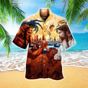 Satan Vs Jesus Hawaiian Shirt - Colorful Battle Design