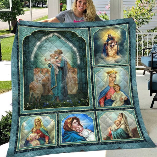 Sika Deer Maria and Jesus Christian Quilt Blanket – Perfect Gifts for Christians