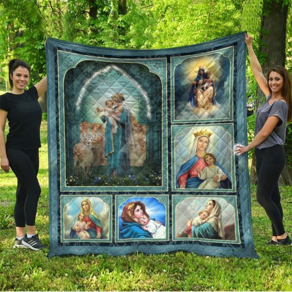 Sika Deer Maria and Jesus Christian Quilt Blanket – Perfect Gifts for Christians