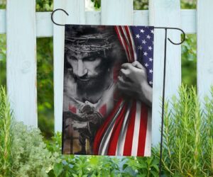 Soldier Kneeling Jesus Flag Inside American Flag Christian Memorial Military Fallen Soldiers 1