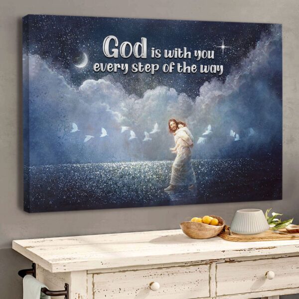 Special Jesus Canvas – God Is With You Every Step Jesus Gift
