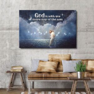 Special Jesus Canvas – God Is With You Every Step Jesus Gift 3