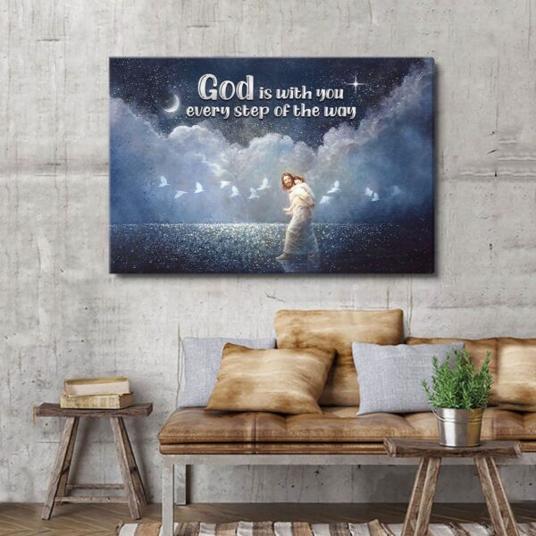 Special Jesus Canvas – God Is With You Every Step Jesus Gift