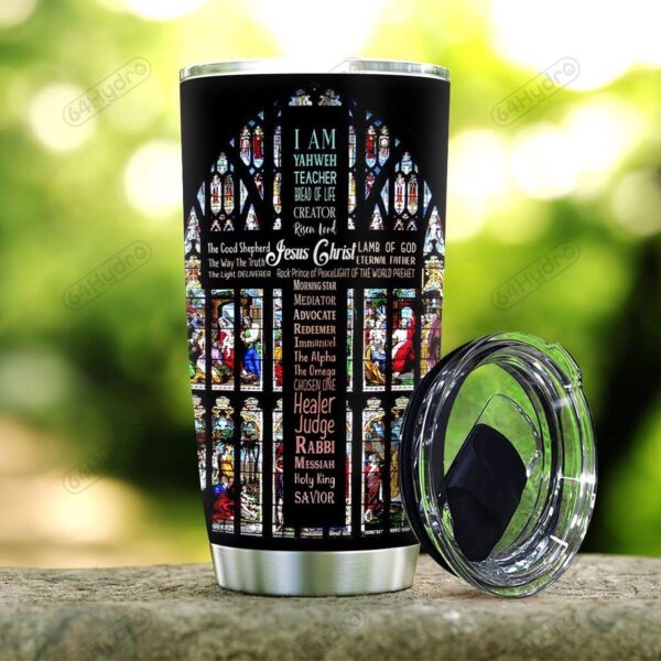 Stained Glass Style Jesus Stainless Steel Tumbler – Jesus Lover Men Women