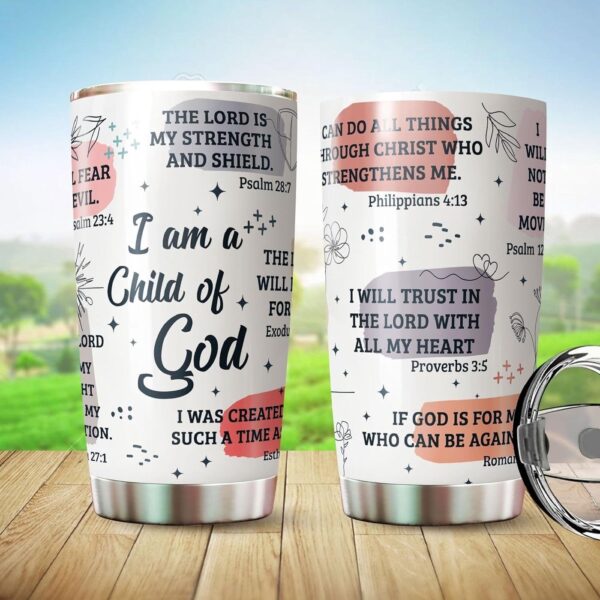 Stainless Steel I Am a Child of God Tumbler Cup 20oz – Christian Faith Jesus God Bible Verse Religious Gifts – Jesus Lover Men Women