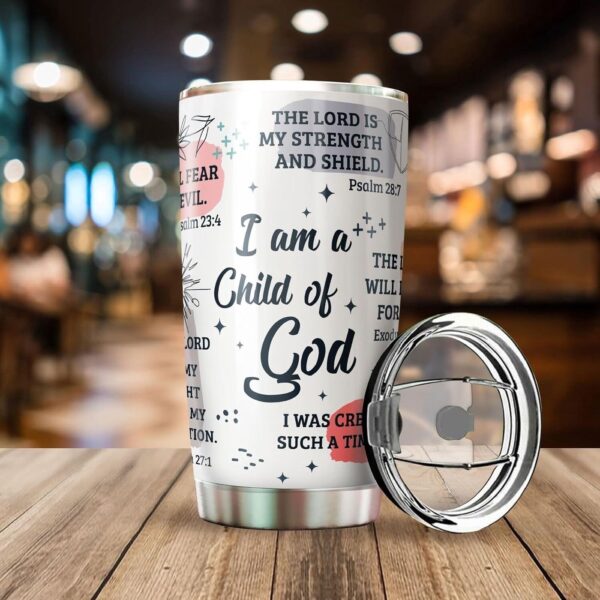 Stainless Steel I Am a Child of God Tumbler Cup 20oz – Christian Faith Jesus God Bible Verse Religious Gifts – Jesus Lover Men Women